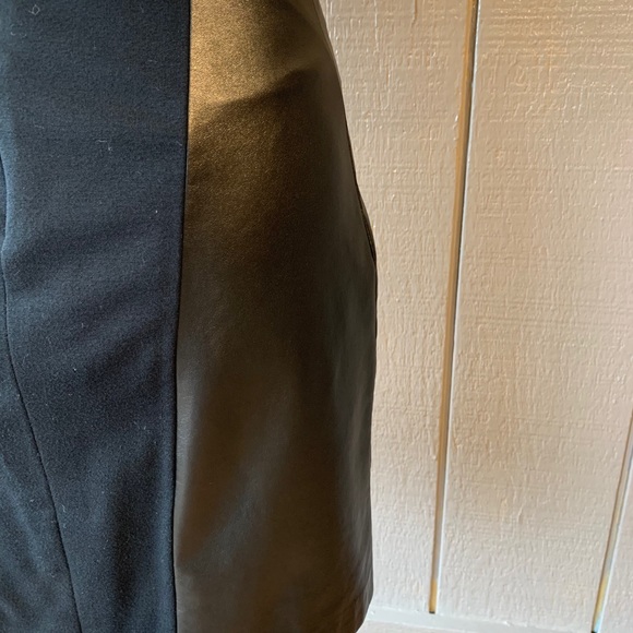 Ivory Blouse with Black Leather Skirt Dress - Picture 10 of 16